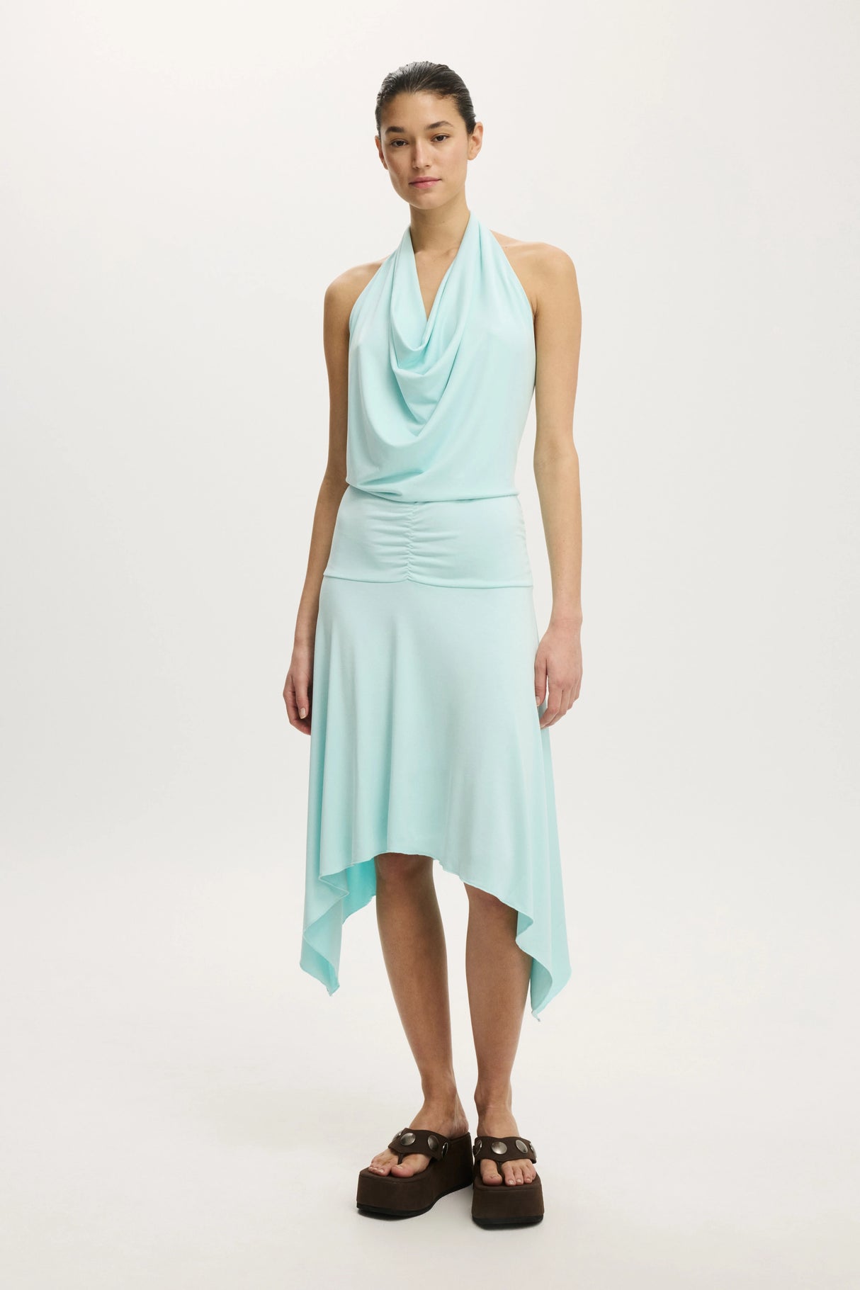 Cotton On Women's Sandy Cowl Neck Midi Dress - Lagoon Lullaby