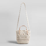 Multi-Pattern Macrame Basket Tote - Ivory