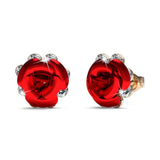Krystal Couture Red Roses Studs Embellished with SWAROVSKI Crystals