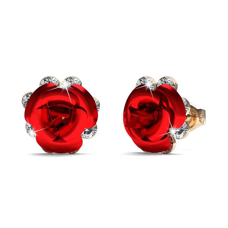 Krystal Couture Red Roses Studs Embellished with SWAROVSKI Crystals