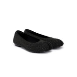 Glam Rhinestone Split Toe Flats - Black