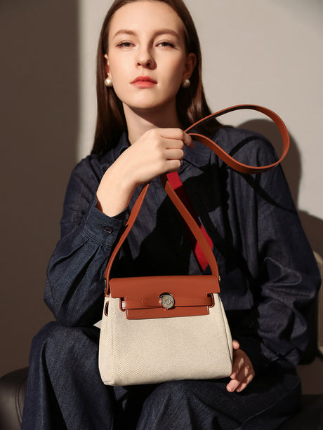 Monet Mini Canvas & Leather Crossbody Bag - Brown