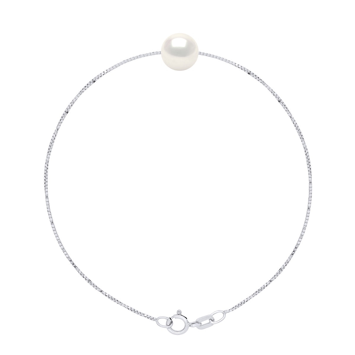 Bracelet Real Cultured Freshwater Pearl Round 8-9 mm - Natural Pearl White - Longueur 18 cm