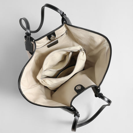 Polka Dot Canvas Basket Tote Bag - Ivory