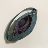 Luna Denim Crescent Shoulder Bag - Blue