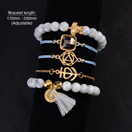 Bohemian 5-Piece Charm Bead Bracelet Set