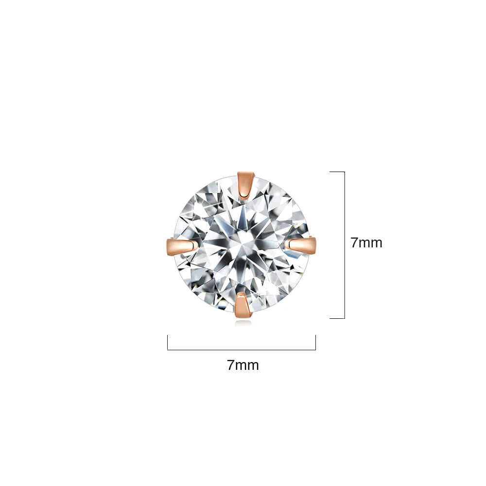 Solid 925 Signature Silver Mary Anne Crystal Stud Earrings In Rose Gold