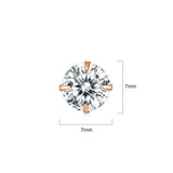 Solid 925 Signature Silver Mary Anne Crystal Stud Earrings In Rose Gold