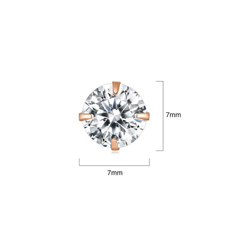 Solid 925 Signature Silver Mary Anne Crystal Stud Earrings In Rose Gold