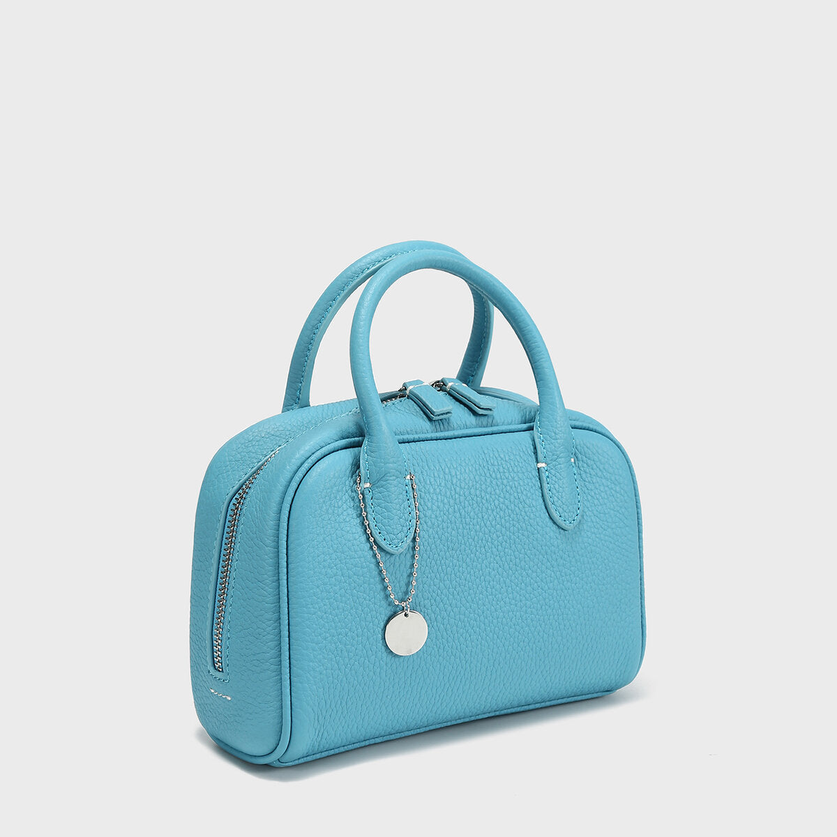 TOGO Leather Mini Bowling Top-Handle Bag - Blue