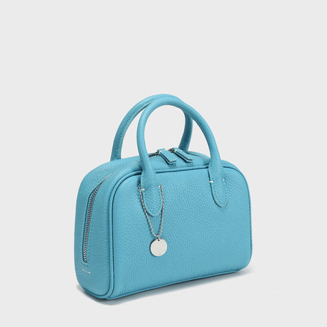 TOGO Leather Mini Bowling Top-Handle Bag - Blue