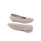 Heart Mesh Knit Pointed Toe Wedge Pumps - Taupe