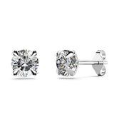 Solid 925 Sterling Silver Round Brilliant Cut Stud Earrings
