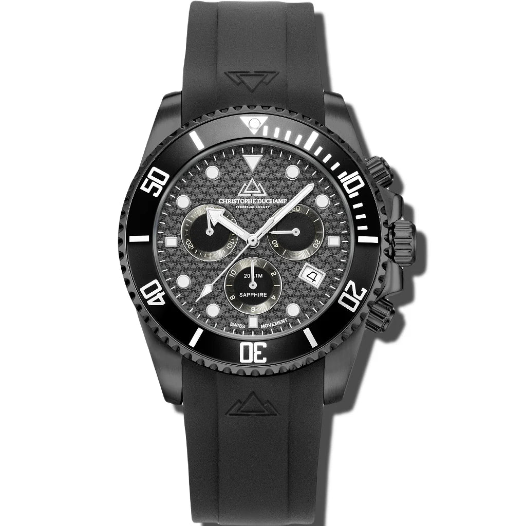 Christophe Duchamp Marine chrono Rubber - Black Dial & FKM Rubber Strap