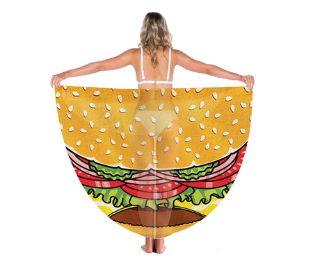 TODO Luxury Edition Chiffon Digital Print Beach Throw Yoga - Hamburger