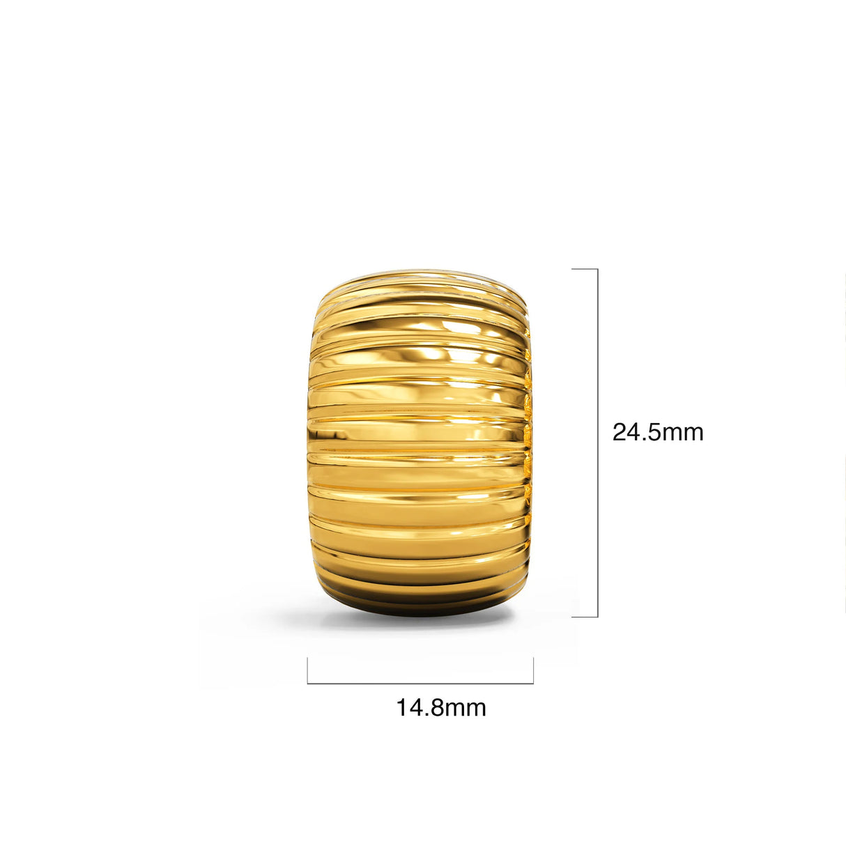 Bullion Gold Ridged Hoop Gold layered Stud Earrings