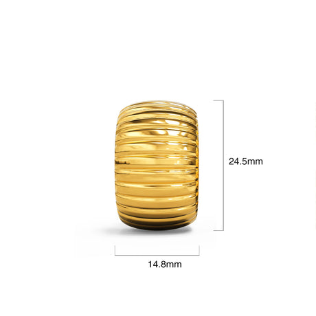 Bullion Gold Ridged Hoop Gold layered Stud Earrings