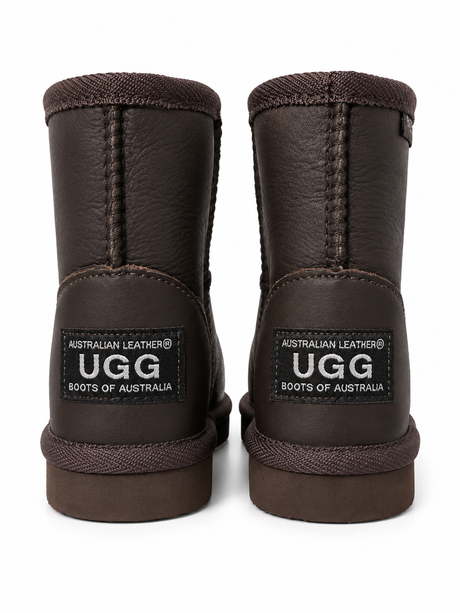 Australian Leather Ugg Kids Classic Leather Short - Chocolate - AU12