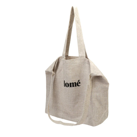 BAMEI Natural Linen Oversized Tote Bag with “Salomé” Letter Print - Ivory