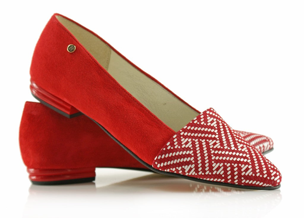 Bosccolo Womens Ballerina - Red Suede