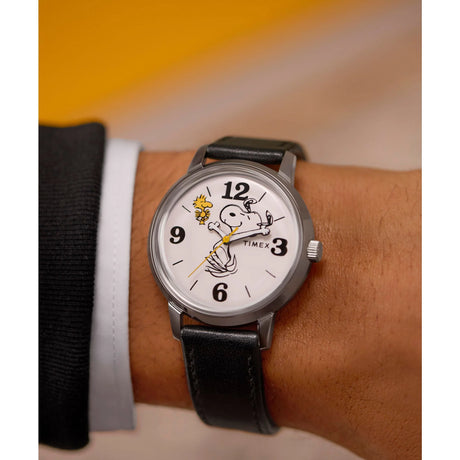 Timex Marlin Snoopy 75Th Black Leather
