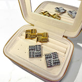Bullion Gold Ridged Square White Gold layered Stud Earrings