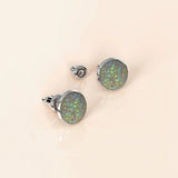Bullion Gold Amalgam White Gold Layered White Stone Stud Earrings 15mm