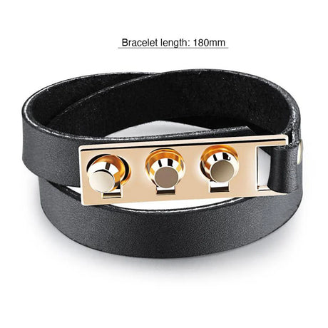 The Locks Black Leather Bracelet