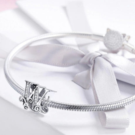 Solid 925 Sterling Silver Vintage Inspired Antique Alphabet Charm