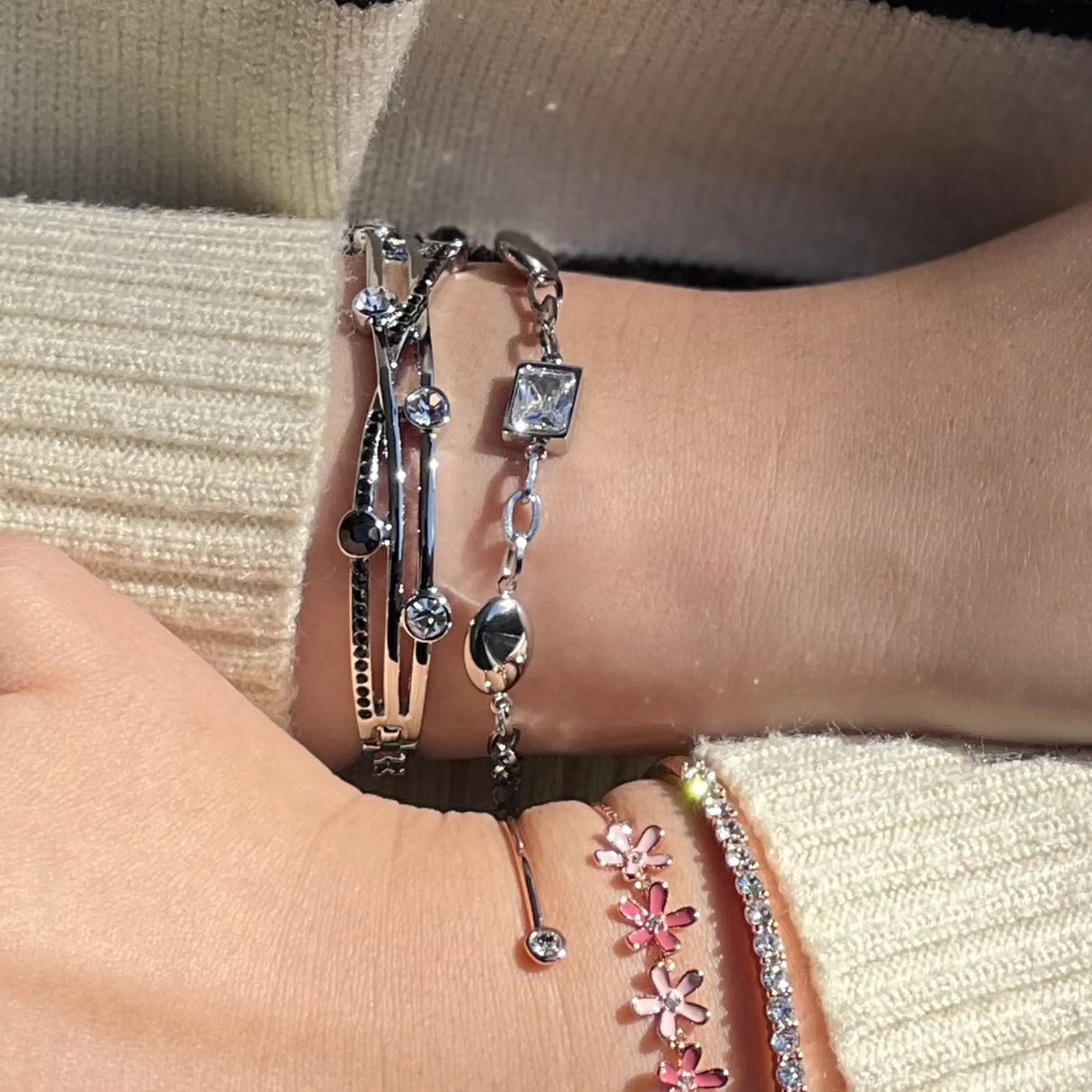 Krystal Couture Oval Square Zirconia Bling Bracelet in White Gold