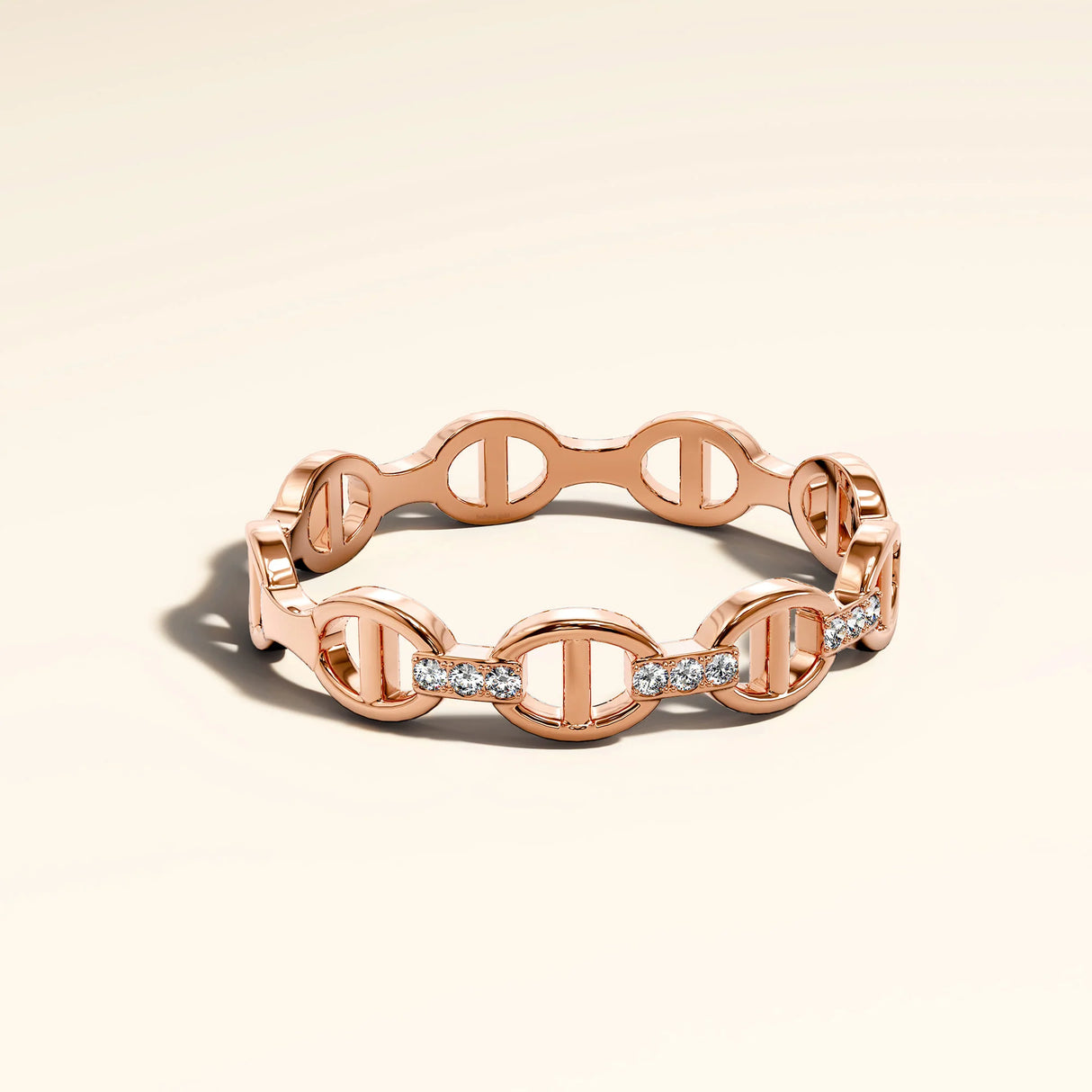Bullion Gold Mariner Link Ring In Rose Gold