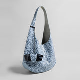 Leopard Print Soft Hobo Bag - Blue