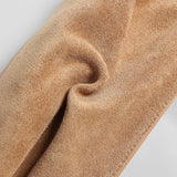 Suede Leather Structured Shoulder Bag - Oat