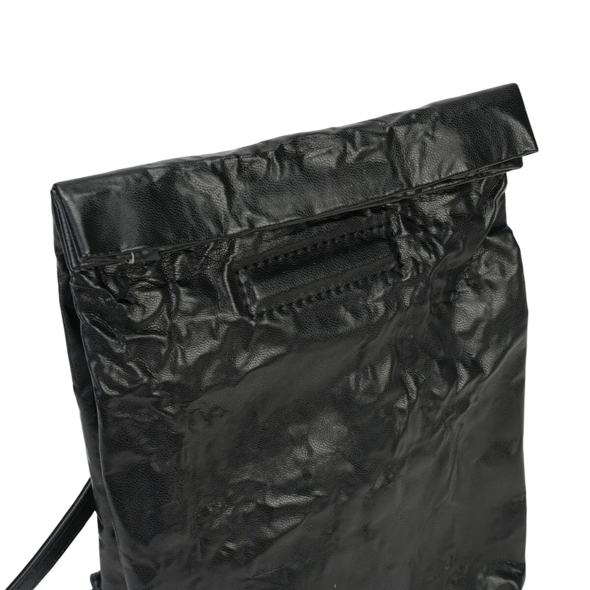 BAMEI Crinkled Roll-Top Crossbody Bag - Black