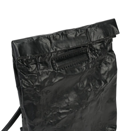 BAMEI Crinkled Roll-Top Crossbody Bag - Black