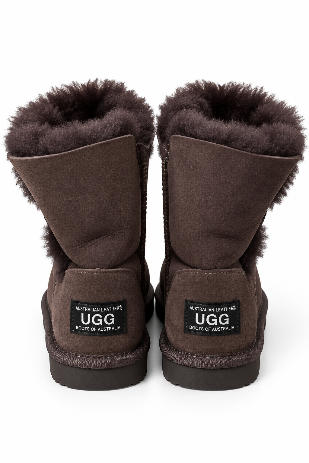 Australian Leather Ugg Kids 1Button Short - Chocolate - AU1