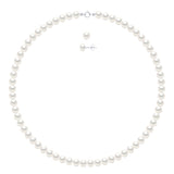 Set Being Composed of : Necklace of Real Cultured Freshwater Pearls Semi Round 6-7 mm with Spring Ring Clasp In Silver 925 - Natural Pearl White - Length Necklace 42 cm