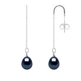 Drop Drop Earrings Freshwater Pearl Black Sterling Silver 8-9mm