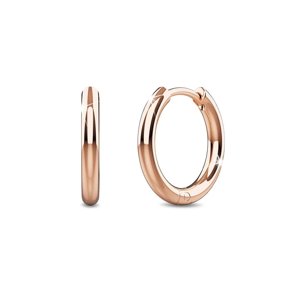 Bullion Gold Royal Hoop Rose Gold Layered Earrings 14mm