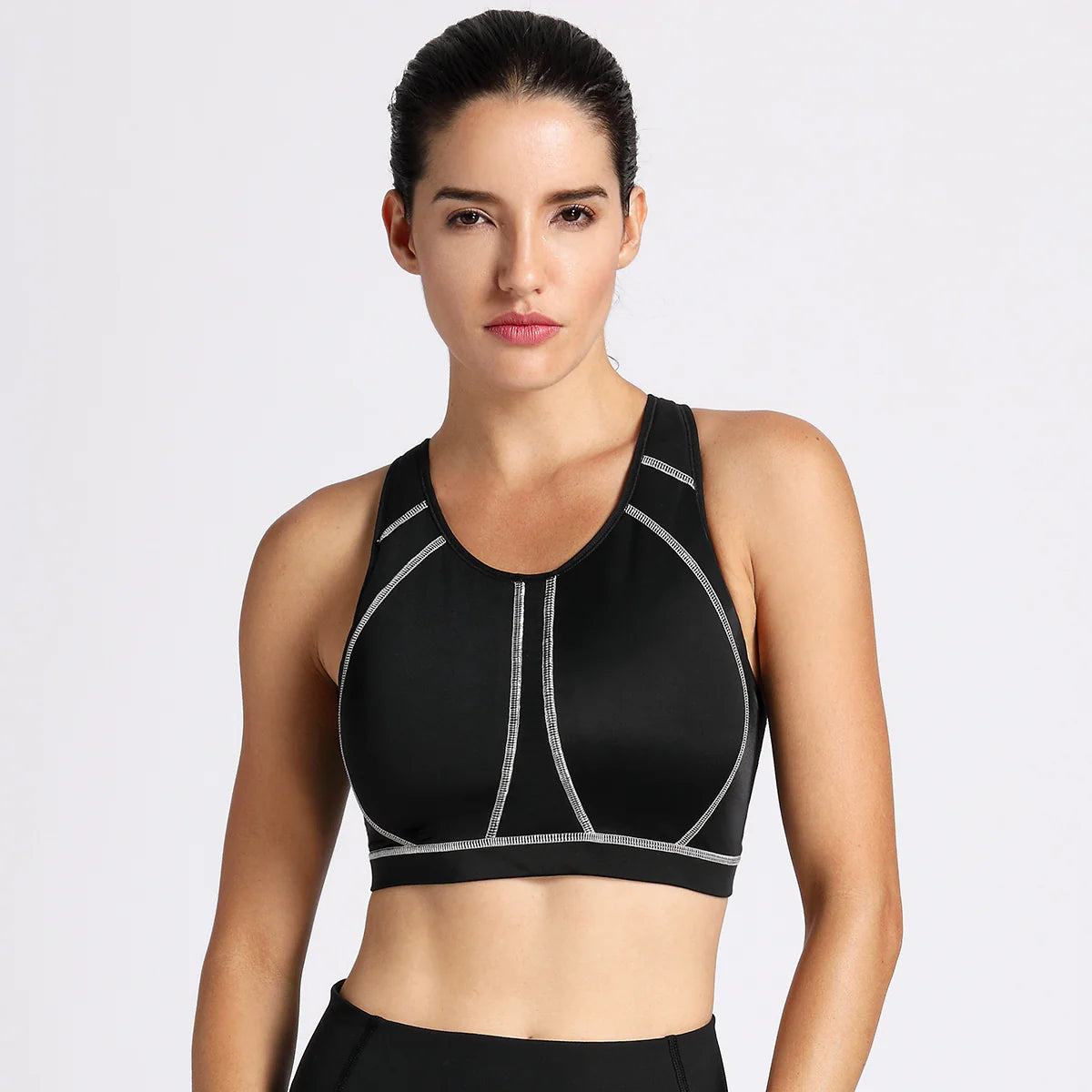 Racerback Wireless Full Coverage Sports Bra - Black