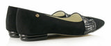 Bosccolo Womens Ballerina Pas - Black Suede/Lacquered
