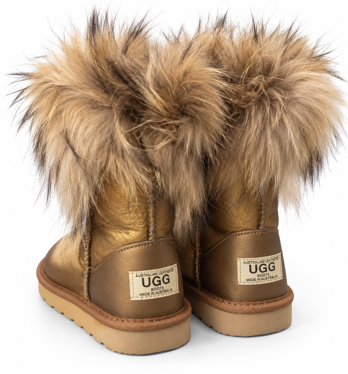 Australian Leather Ugg Fur Short Uggs - Bronze - AU5