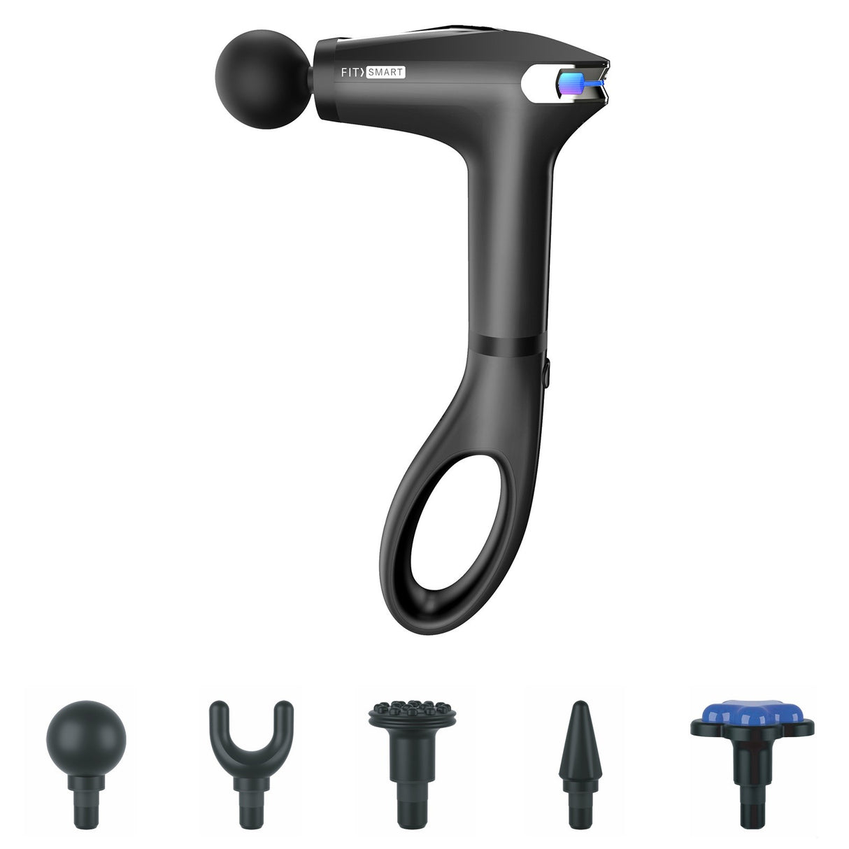 FitSmart FS-4500 I-Reach Massage Device Gun Head 5 Attachments Black