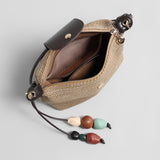 Woven Textile Shoulder Bag - Khaki