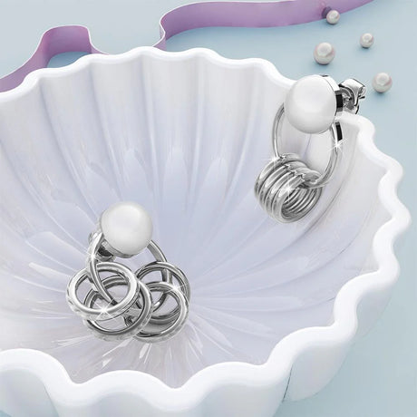 Bullion Gold Helena Pearl & Charm Ring White Gold Drop Earrings