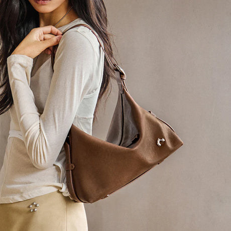 Nalandu Vintage Slouchy Leather Shoulder Bag - Brown