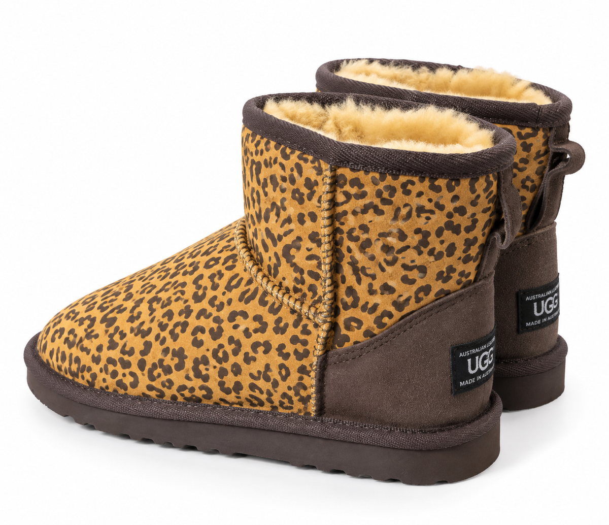 Australian Leather Ugg Classic Short Leopard Full Print - Chestnut - AU6