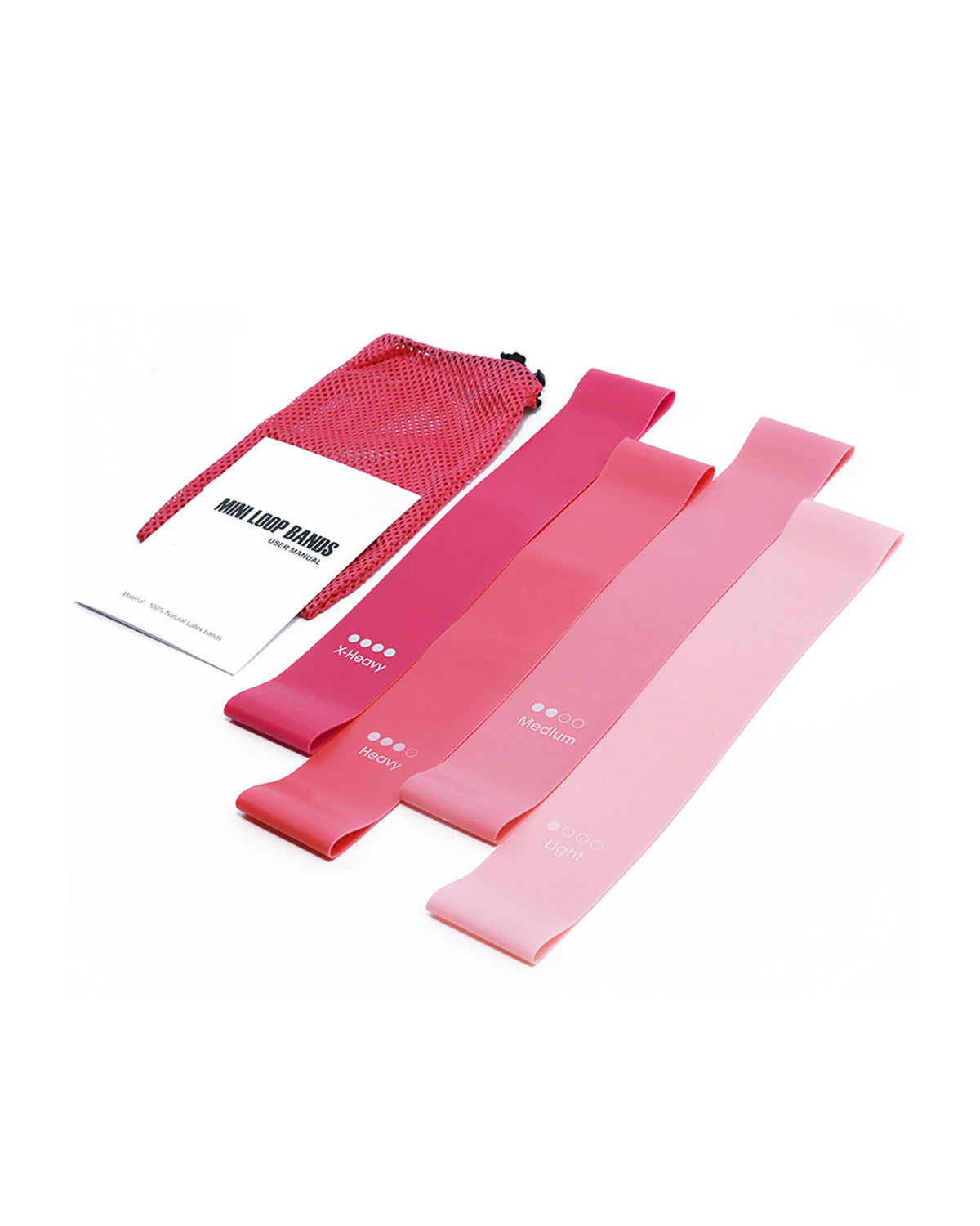 Exercise Pilates Yoga Loop Resistance Band Workout Physio Stretch Aerobics 4 Set - Pink