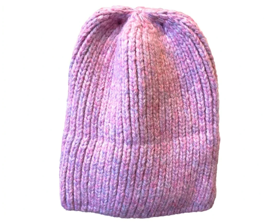 Cherry Red Chunky Marle Beanie - Pink