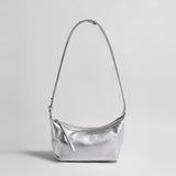 Soft Leather Crescent Crossbody - Silver